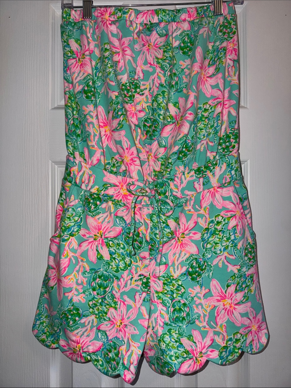 Lilly Pulitzer Pink & Green Floral Strapless Romper
